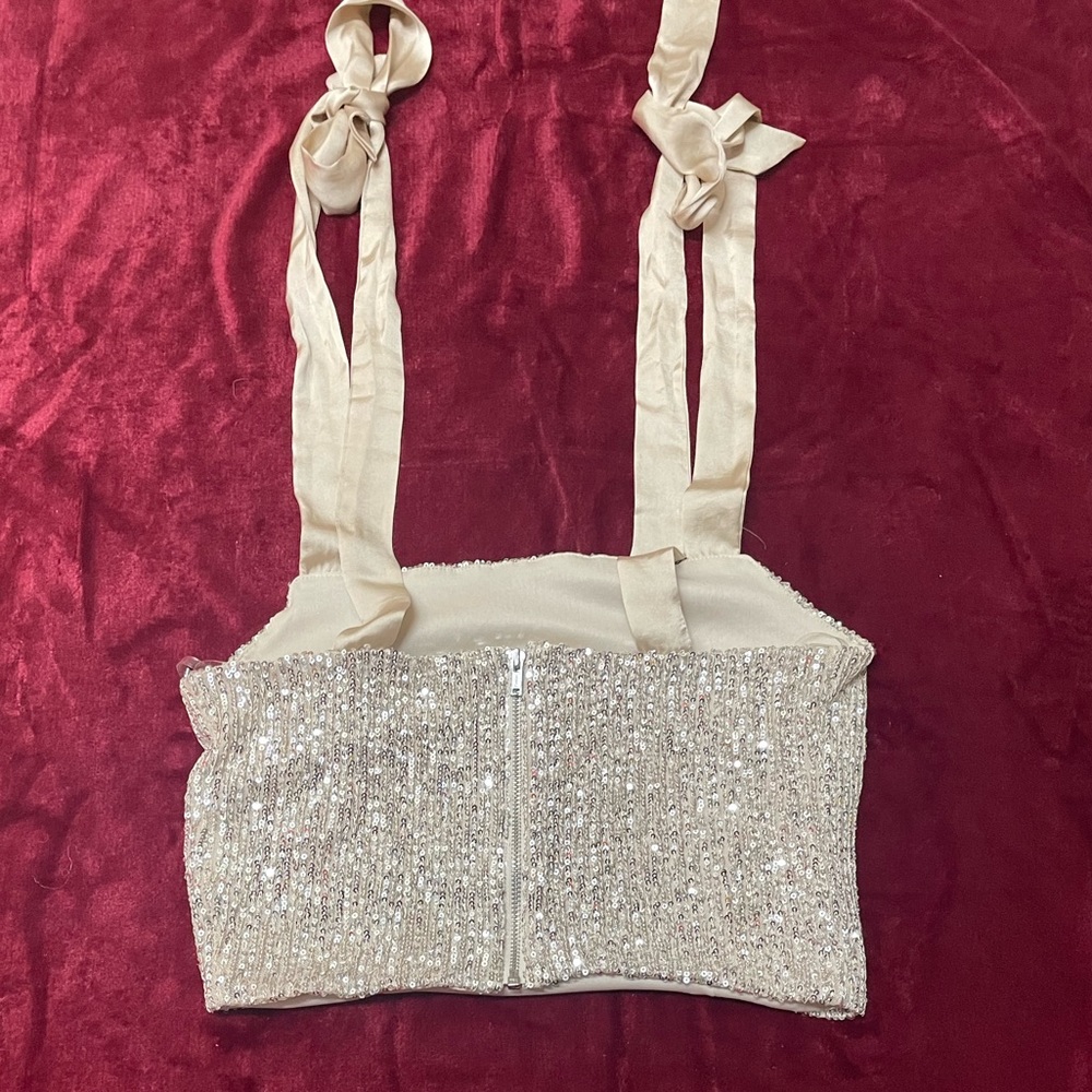 Sz Md Champagne Sequin 2 Piece Top Set (Worn Once) ✨ - Picture 9 of 16